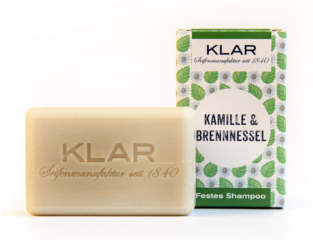 KLAR Festes Shampoo Kamille & Brennnessel (für störrisches Haar) 100g