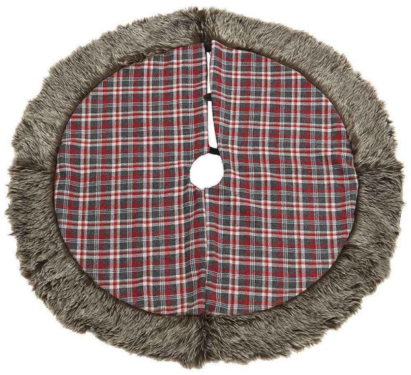 Christbaumständer Abdeckung Rot Grau Kariert Weihnachtsbaumdecke Vintage Stil