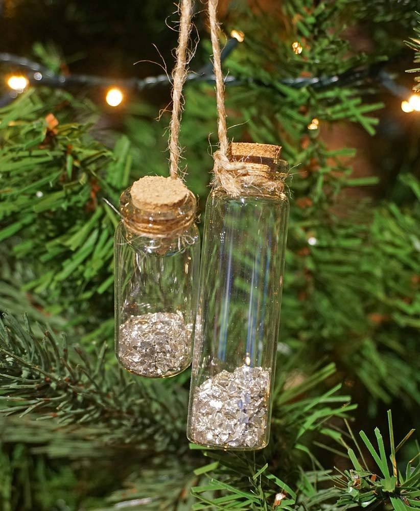 Christbaumschmuck Flasche zum Befüllen mit Korken Flaschenpost Steine 2 Stück