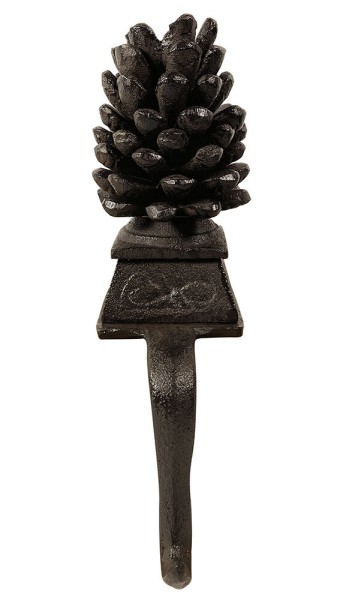 Dekohalter Haken für Kante Gusseisen Braun Tannen Zapfen Kantenhänger Vintage