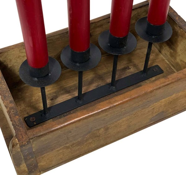 Adventskranz Alte Ziegelform zum Dekorieren Holz 4 Kerzenhalter Vintage-Stil