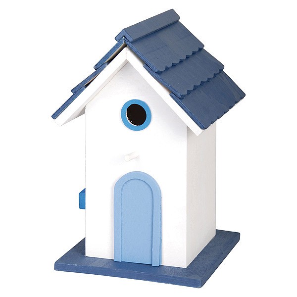 Buntes Vogelhaus Vogel-Villa Nistkasten Holz Weiss 27,5cm
