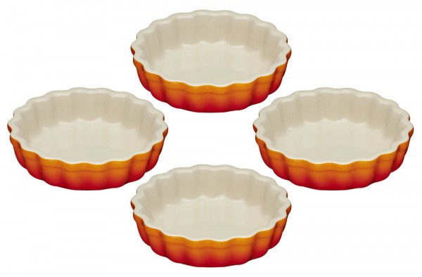 Le Creuset Tarte-Form 4er-Set Steinzeug Ofenrot 11cm