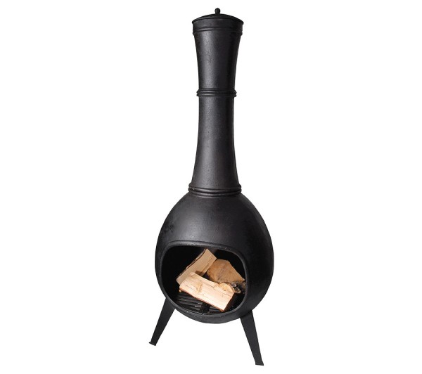 Terrassenofen Gusseisen Aztekenofen Terassenkamin Schwarz Gartenofen 144cm