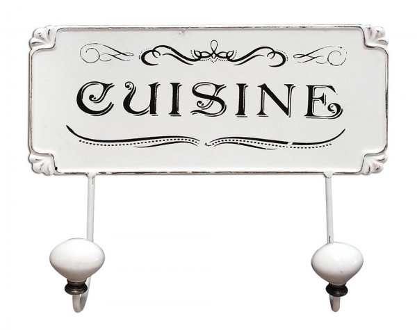 Wandgarderobe Nostalgie CUISINE  Blechschild 2 Haken 