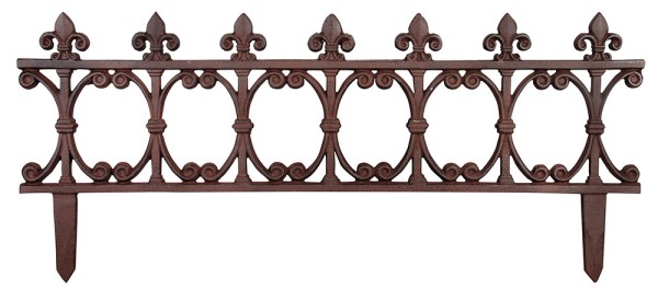 Beetzaun Beeteinfassung Gusseisen Antik-Braun 82x36cm Beetumrandung Ziergitter