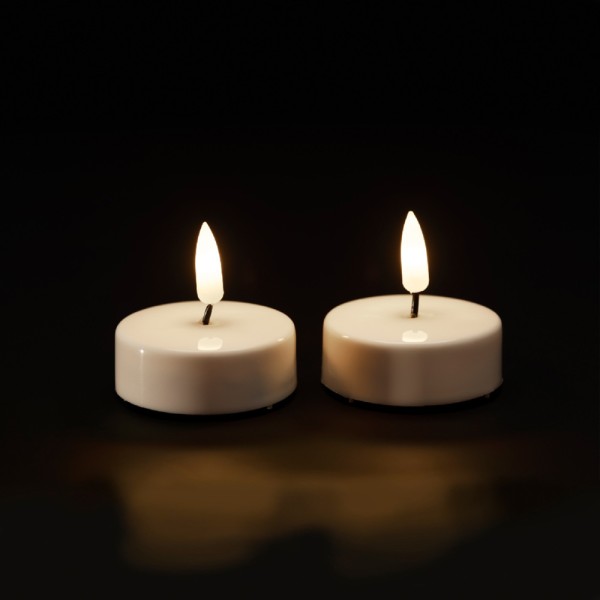 LED Teelichter warmweiß 2 Stück Teelicht flackernd Batteriebetrieb mit Timer