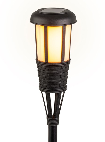 Solar Fackel mit Flammeneffekt Schwarz LED Lichtsensor Gartenfackel 61cm