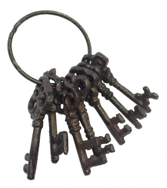Deko Schlüsselbund Nostalgie 7 Schlüssel Gusseisen Vintage Antik-Stil Braun