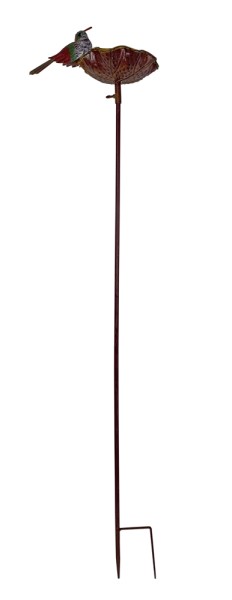 Vogeltränke Gartenstecker Vogelbad Futterstation Metall Stab Vogel Bunt 122cm