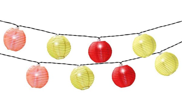 Solar Lichterkette Lampions 8 Stück Rot Gelb Pink Laternen Outdoor Garten Party