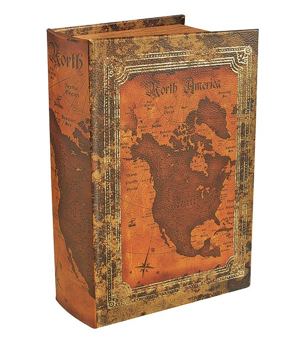 Hohles Buch Geheimfach Buchversteck Atlas Nord-Amerika Antik-Stil 21cm