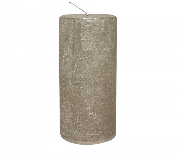 4 Rustic Stumpenkerzen Premium Kerze Silber-Gold lackiert 7x15cm - 65 Std Brenndauer