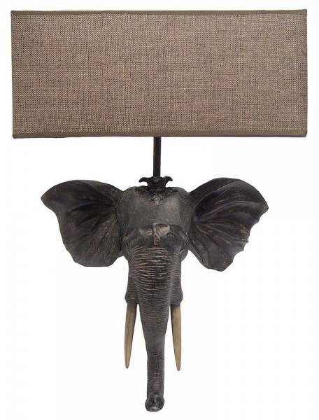 Wandleuchte Elefant Afrika Wandlampe Safari Kolonialstil Antik-Stil Braun