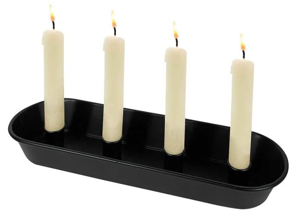 Kerzentablett Adventskranz Schwarz Metall Länglich Weihnachten 37cm