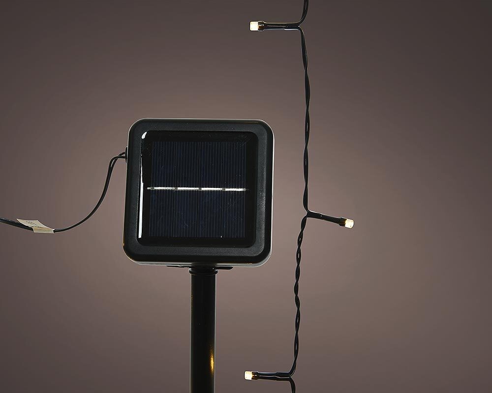 Solar Lichterkette Schwarz LED warmweiß 8 Modi Außenbereich Gartenbeleuchtung 50 LEDs – 4,9 m