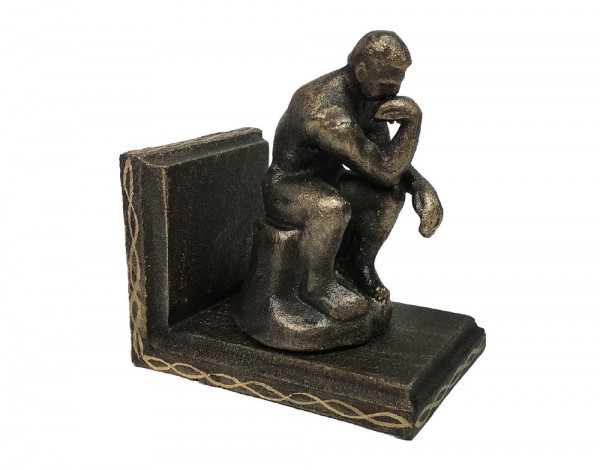 Buchstütze Der Denker nach Rodin 2 Stück Buchständer Gusseisen Antik-Stil