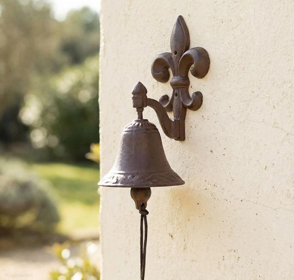 Türglocke Lilie Fleur-de-Lys Glocke Nostalgie Gusseisen Antik-Stil Braun