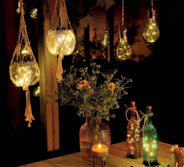 4 Stück Solar Glühbirne für Garten LED Klar Partyleuchten für Pavillon Partydeko