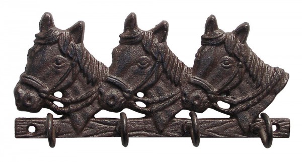 Nostalgische Wandgarderobe Pferd Gusseisen Antik-Braun 17cm