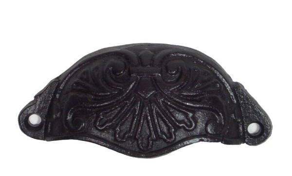 Muschelgriff Möbelgriff Gusseisen Griff für Schubladen Schwarz