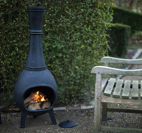 Terrassenofen Gusseisen Aztekenofen Terassenkamin Schwarz 120cm