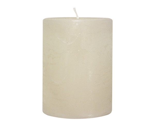 4 Rustic Stumpenkerzen Premium Kerze Creme Weiß 6x8cm - 28 Std Brenndauer