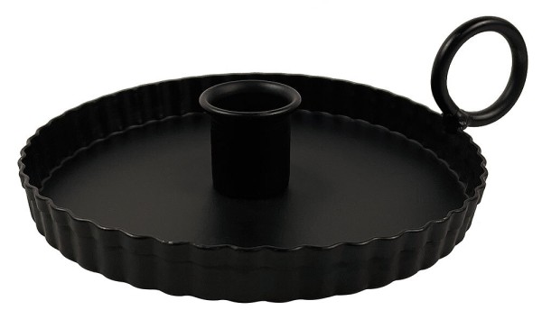 Kerzenhalter mit Henkel Biedermeier Kerzenständer Metall Schwarz Patiniert Vintage