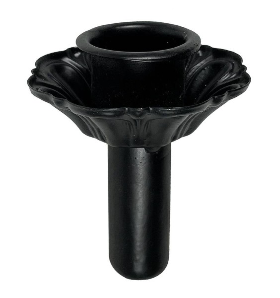 Vase Glas Grün mit Kerzenhalteraufsatz Schwarz Flaschenaufsatz Vintage Dekovase