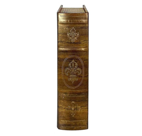 Hohles Buch mit Geheimfach Lilie Gold Braun Buchversteck Vintage Antik-Stil 27cm