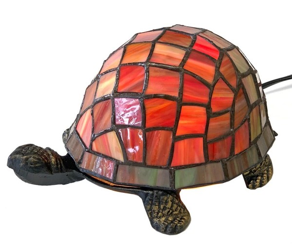 Tiffany-Leuchte Schildkröte Tiffanylampe Tischlampe Tischleuchte Rot Bunt