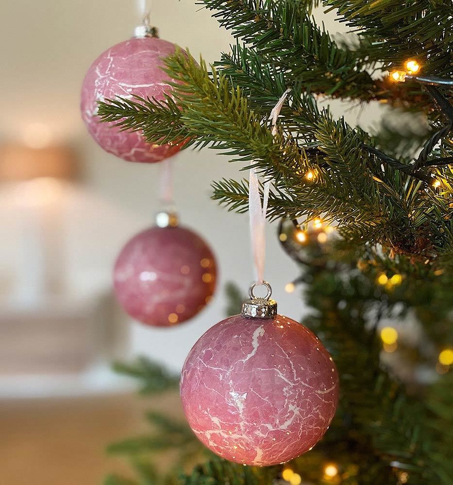 Christbaumkugeln Pink Marmoriert 3 Stück Weihnachtsbaumkugeln Christbaumschmuck