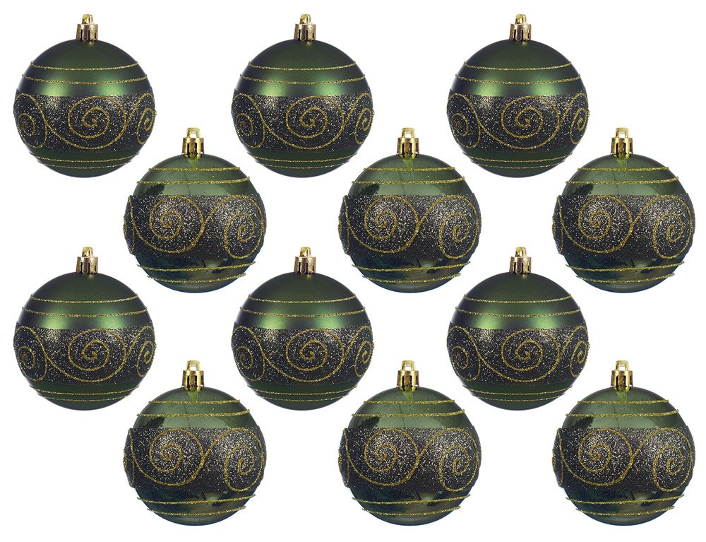 Christbaumkugeln Grün Gold Ornament 12 Stück Weihnachtskugeln bruchfest 8cm Christbaumkugeln Grün Gold Ornament 12 Stück Weihnachtskugeln bruchfest 8cm