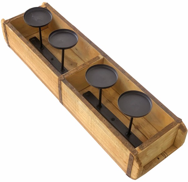 Adventskranz Alte Ziegelformen zum Dekorieren Holz 4 Kerzenhalter Vintage