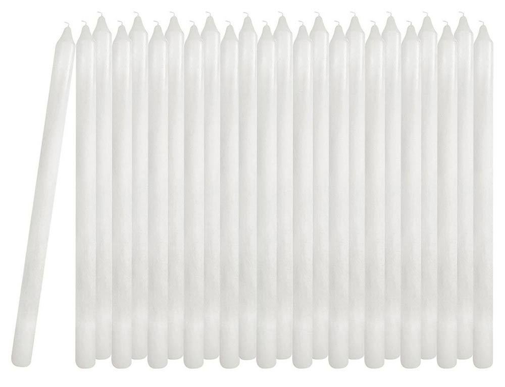 24 Stück Stabkerzen Weiß Durchgefärbt Lang 30cm x 2cm Premium Hochzeit Feier