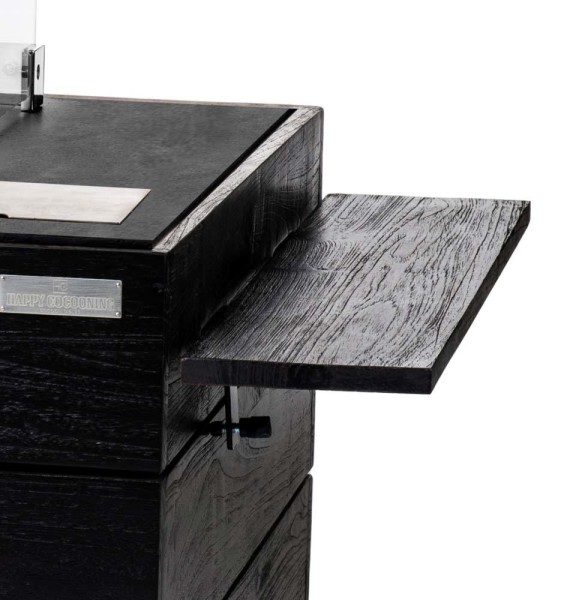 Happy Cocooning Seitentische Teak Black Ablage für Feuertisch 2 Stück