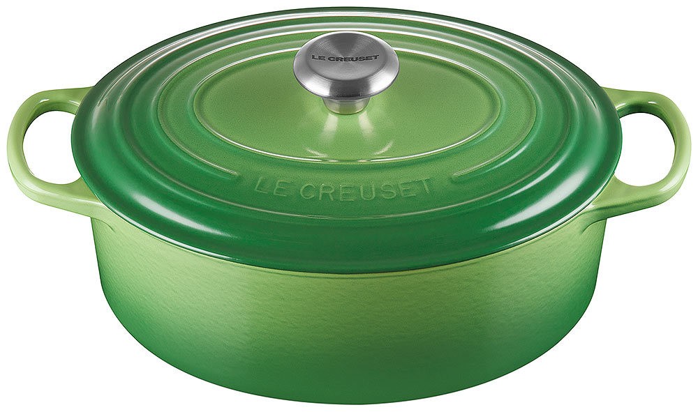 Le Creuset Bräter Signature Oval Gusseisen Bamboo Green 31 cm