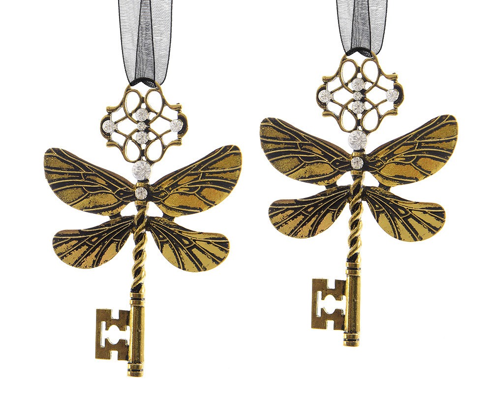 Fliegende Schlüssel mit Flügeln Gold 2 Stück Christbaumschmuck Weihnachtsdeko