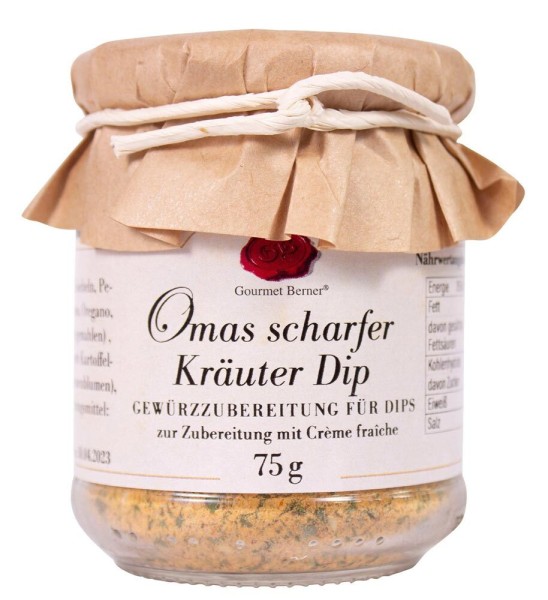 Gourmet Berner Omas scharfer Kräuter Dip Gewürzmischung für Créme Fraîche 75g