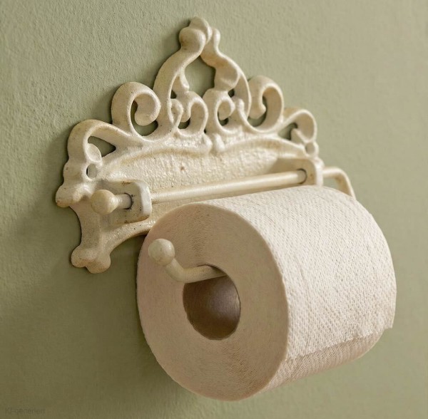 Toilettenpapierhalter Jugendstil Nostalgie Gusseisen Antik-Stil Weiß Vintage