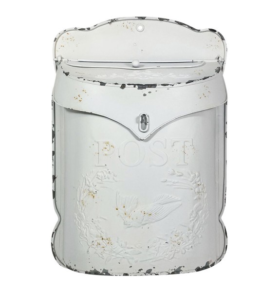 Briefkasten POST Zink weiß Postkasten mit Brieftaube Vintage Landhausstil