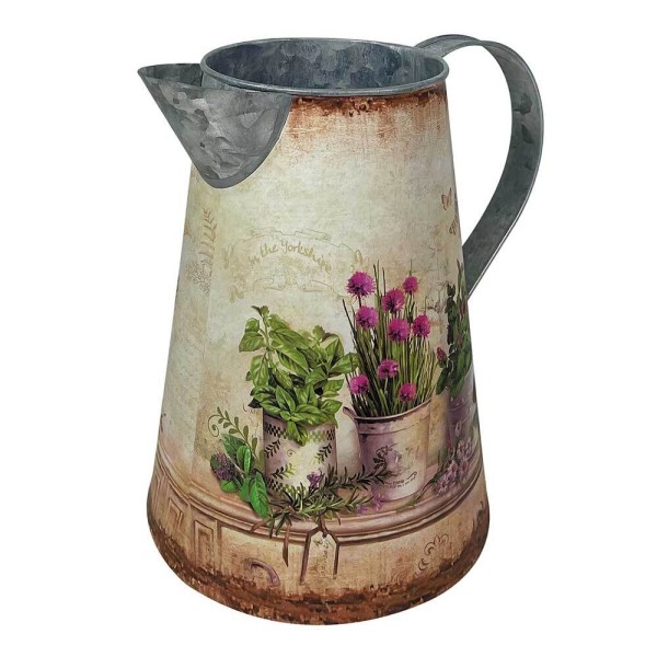 Deko Krug Zink Kräuter der Provence Zinkkrug Gießkanne Zinkkanne Vintage-Stil