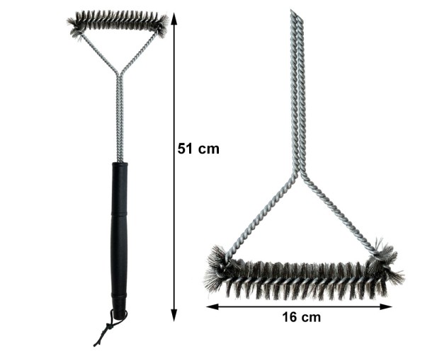 Grillbürste Langer Griff Edelstahl Borsten Dreieckig 51cm Holzkohle- & Gasgrill