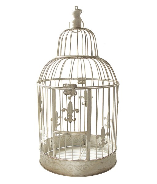 Deko Vogelkäfig Lilie Nostalgie Voliere Landhausstil Antik-Weiß