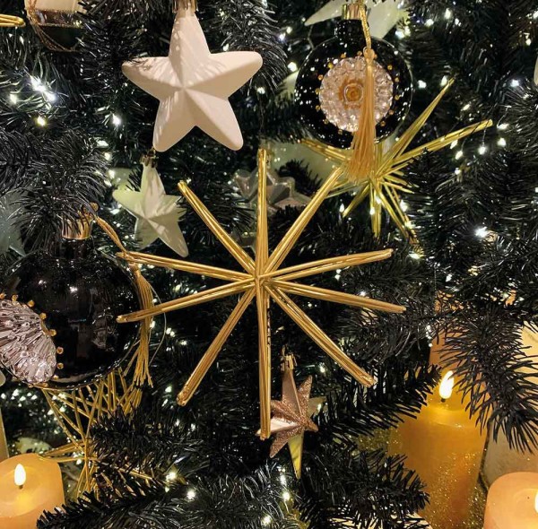 Christbaumschmuck Stern Gold Metall Christbaumanhänger 3D Strohstern Weihnachten