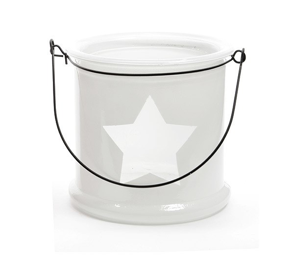 Windlicht Weihnachten Weiß Glas Stern Kerzenhalter Henkel Landhausstil Windlicht Weihnachten Weiß Glas Stern Kerzenhalter Henkel Landhausstil