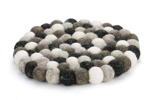Cilio Untersetzer LANA GRIGIO rund Schafwolle schwarz-weiß 21cm