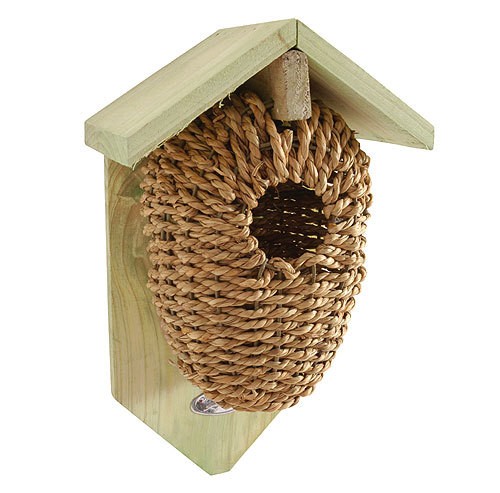 Nistbeutel für Zaunkönige Nistkasten Vogelhaus Seegras geflochten 26cm