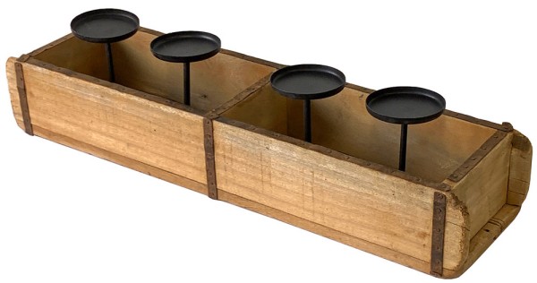 Adventskranz Alte Ziegelformen zum Dekorieren Holz 4 Kerzenhalter Vintage