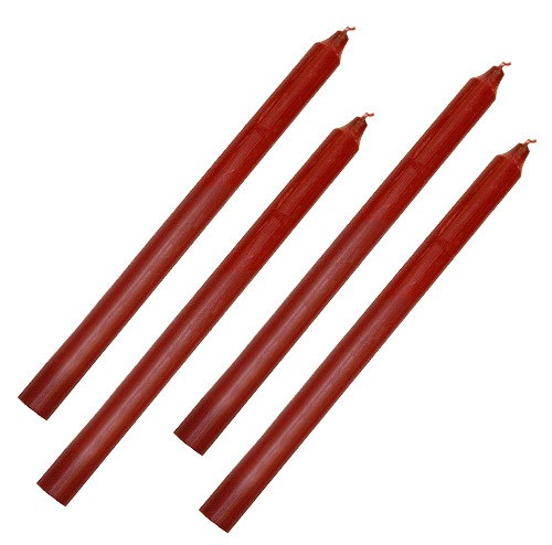 4 Stück Stabkerzen Antik Rot Durchgefärbt 30 cm Lang Premium